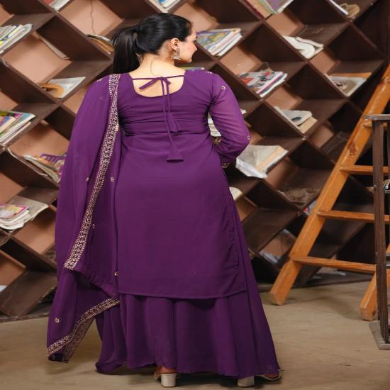 New Designer Embroidered Georgette Sharara Suit With Sequence Embroidered Work