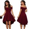 Elegant Women Short Sleeve Off Shoulder High Low Skater Cocktail Formal Dress