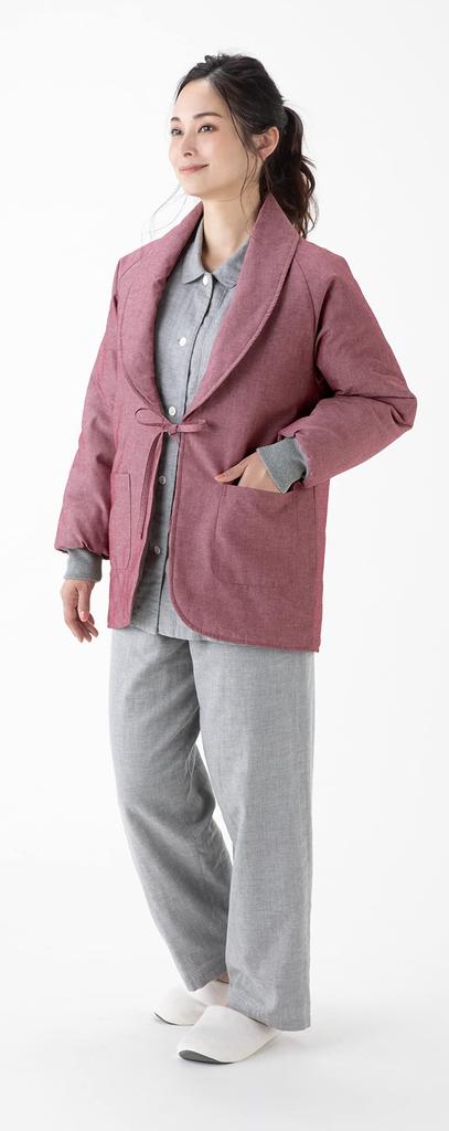 And Stylish Hanten Jacket for Wine Sizes Lightweight, Warm, Women. Red. M-L.
