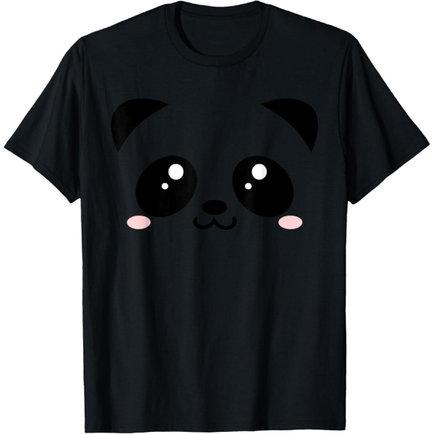 Cute Panda Bear - Black & White Kawaii cartoon animal face T-Shirt S чёрный