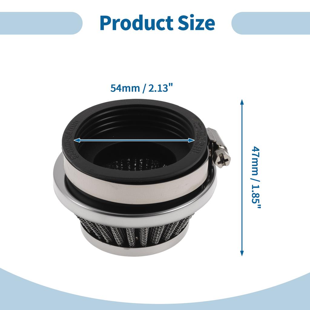 Motoforti Motorcycle Air Filter Air Intake Cleaner Mesh Rubber Metal Air Filter Replacement for Dirt Pit Bike ATV Scooter Moped