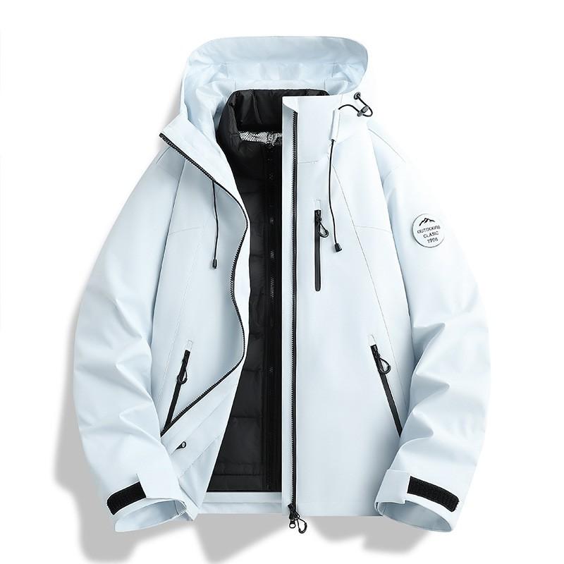 Mens Womens 3-in-1 Waterproof Windproof Hiking Jacket With Removable Down Liner Outdoor Trekking Camping Cycling