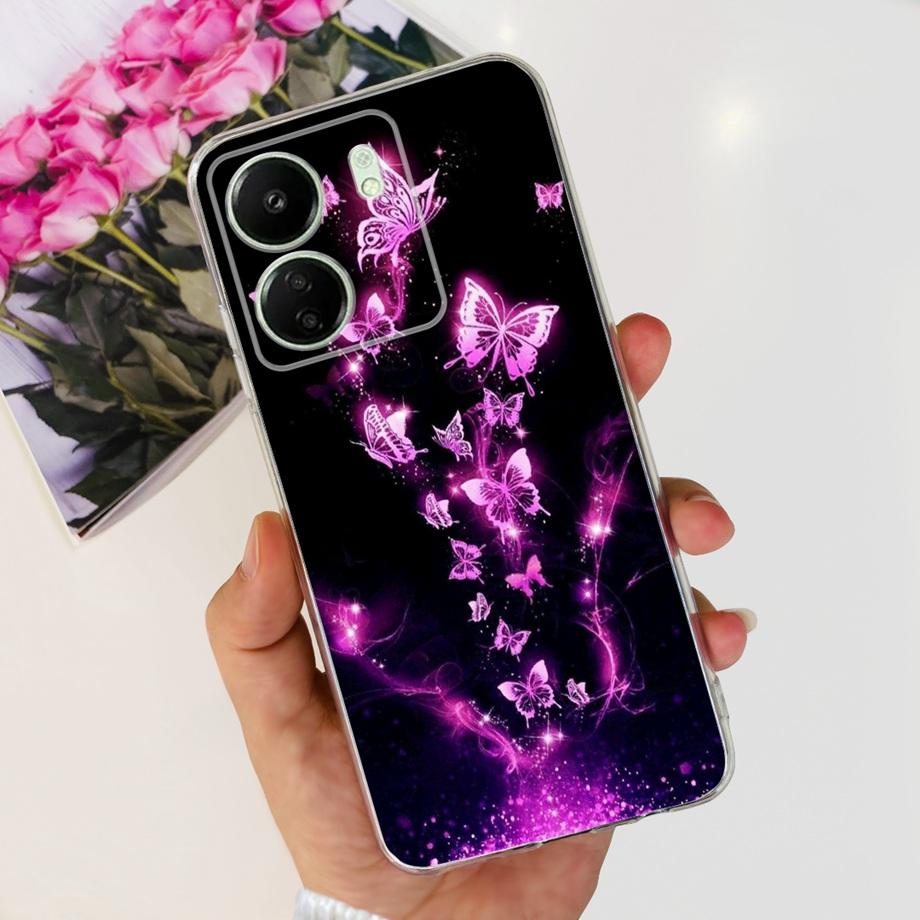 For Xiaomi Poco C65 Case for PocoC65 Silicone Funda Para Capa Coque Soft Phone Cases Back Cover Marble Flower Pattern Shockproof