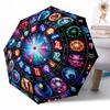 Astrologisches Zeichenrad Außen Automatischer Regenschirm Kompakt 8 Rippen Leicht Langlebig Täglicher Begleiter Regenschirm Zubehör Stilvolles Geschenk Damen