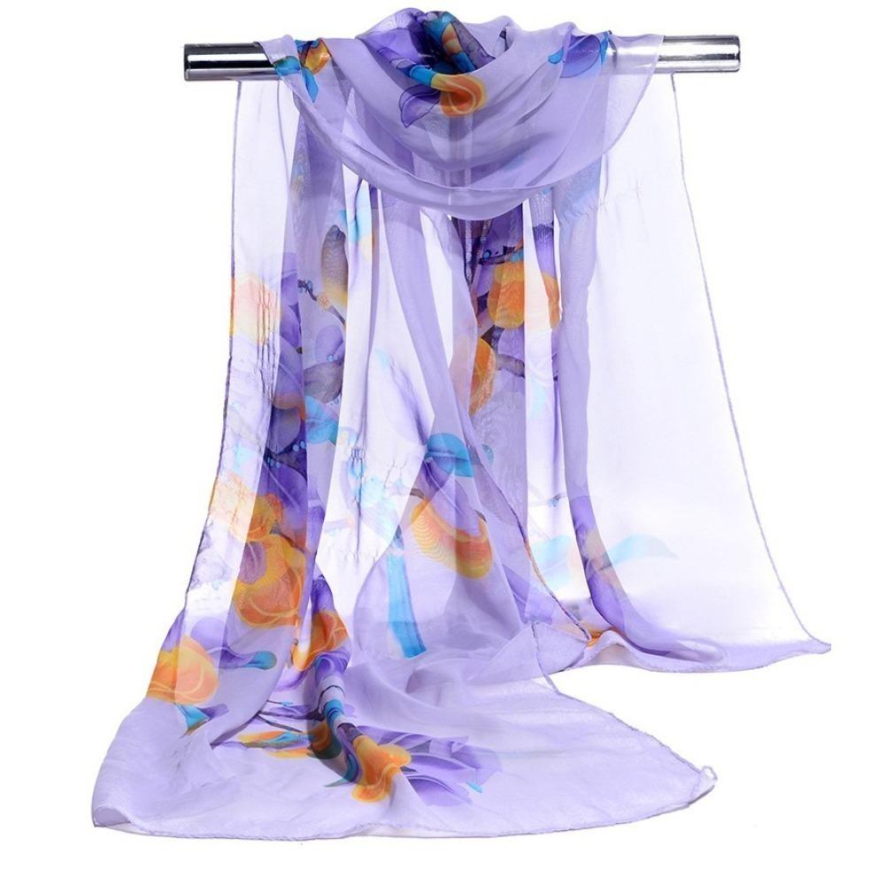 Flower Print Shawl Silk Sun Protection Beach Scarves Fashion Wrap Hijab  Women