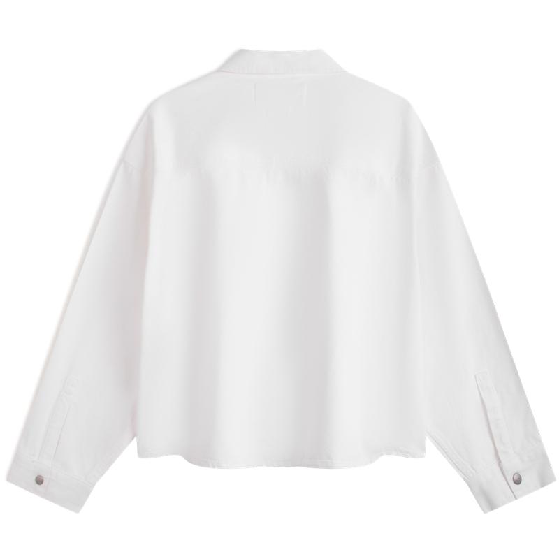 Calvin Klein Classic Retro Pure Cotton Simple Pocket Loose Shirt Men Shirts Denim-White J325552