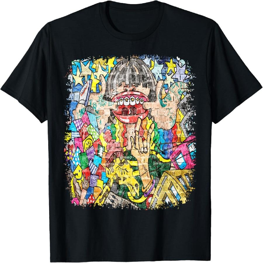 Граффити-художник в городском стиле Уличный Забавное искусство Футболка с граффити(1) S
