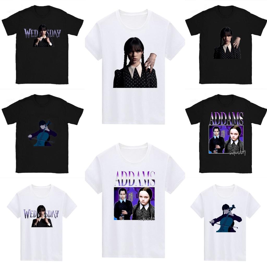 Die Addams Family Wednesday Unisex T-Shirt Top Stilvoll Weich Atmungsaktiv Bequem
