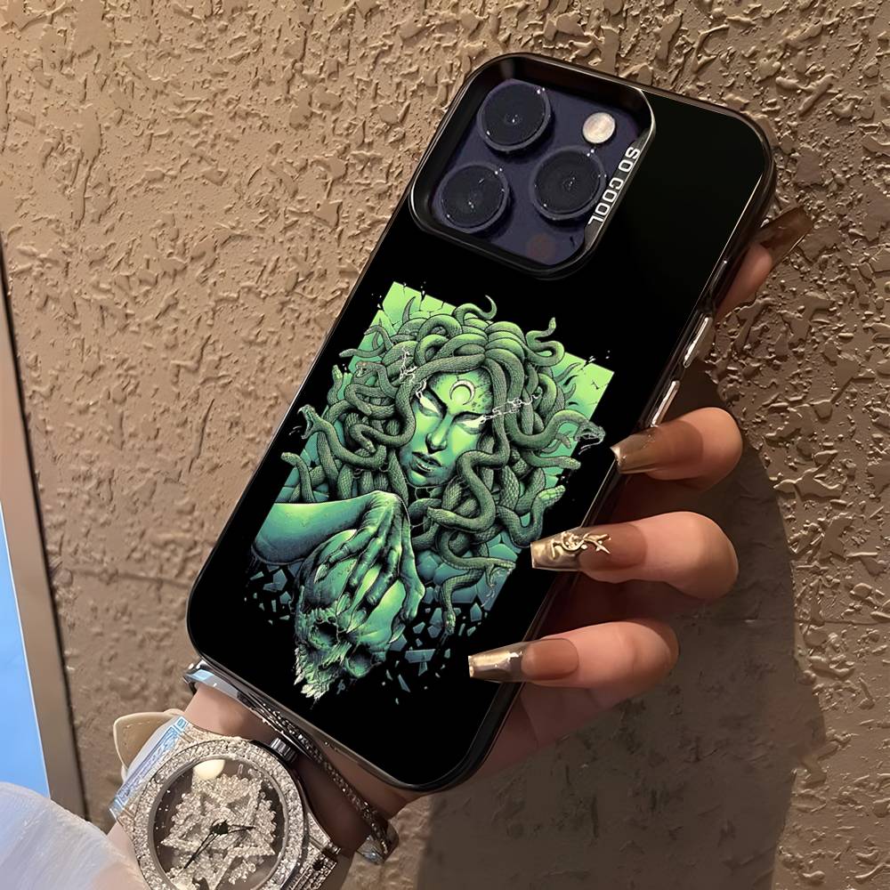 Medusa Greek Mythology Look At Me Phone Case For iPhone 16,15,14,13,12,11Pro,XS,Max,Plus,Mini Black Candy Matte Shockproof Cover