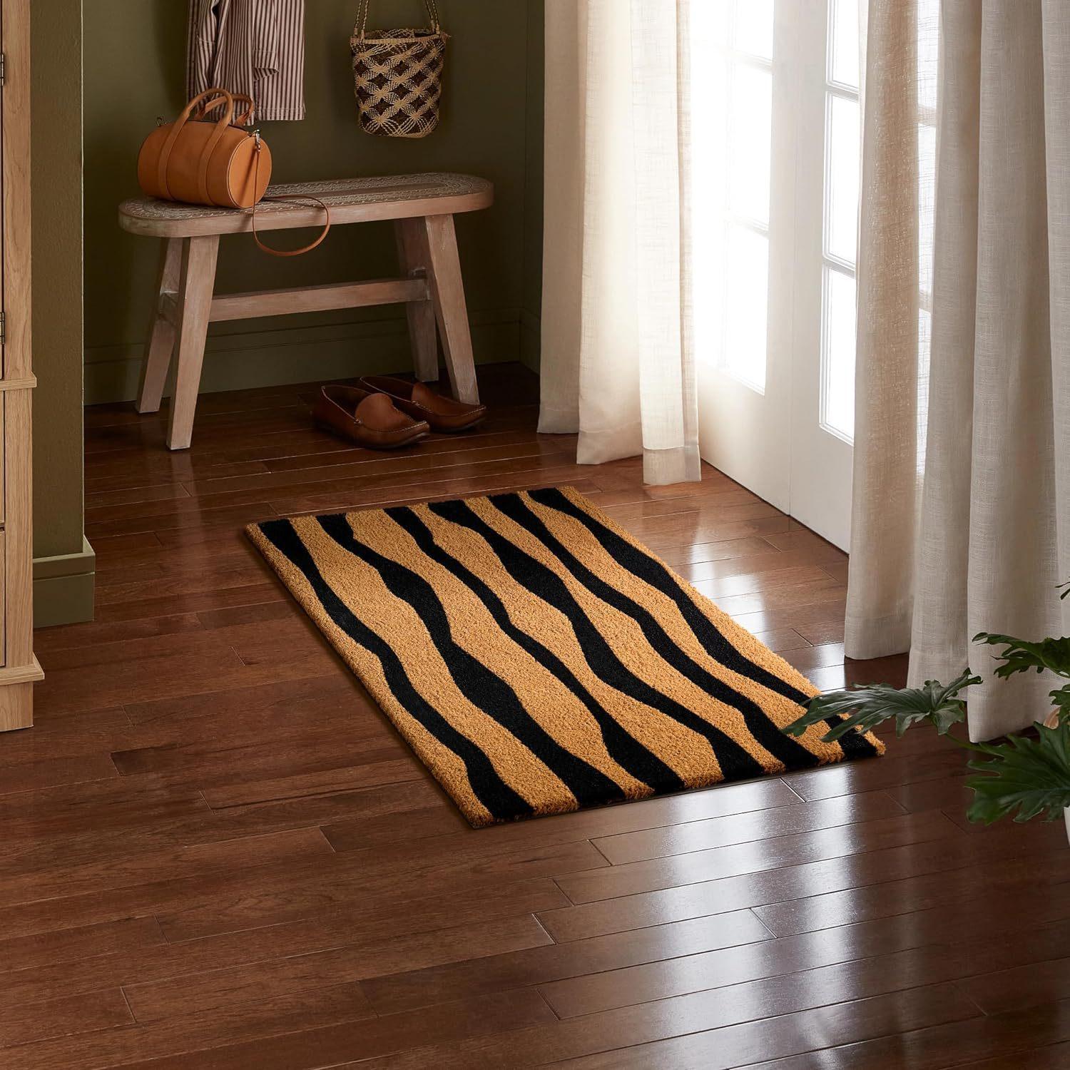 

Wave Rainbow Entrance Doormat Indoor Outdoor PVC Rubber Bottom Anti Slip Waterproof Bathroom Carpet Rugs Front Door Floor Mats 40x60cm чорний