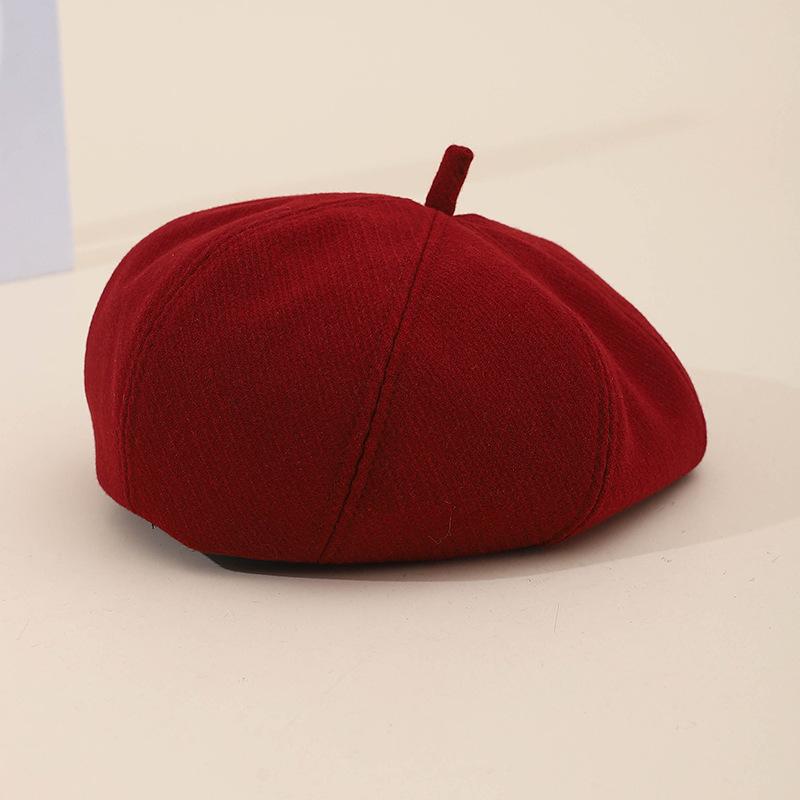 Autumn Winter Women'S Beret Hat Solid Color Korean Style Painter Cap Fashion Casual All-Match Headwear Accessories New