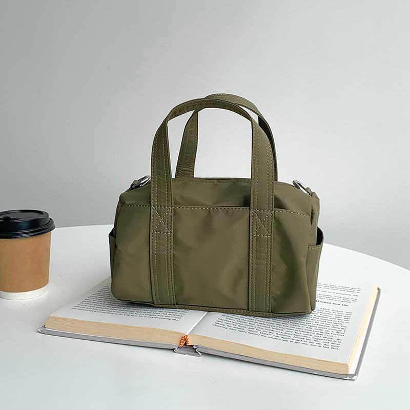 Silver Nylon Single Crossbody Bag Summer Women's Casual Shoulder Tote Bag Cylinder Versatile Highend Fashionable Niche Handbag