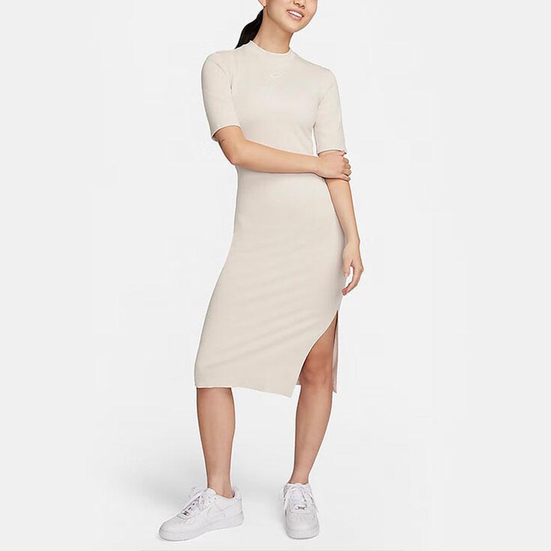 New Nike Short Sleeved Dresses Women's Khaki DV7879-104