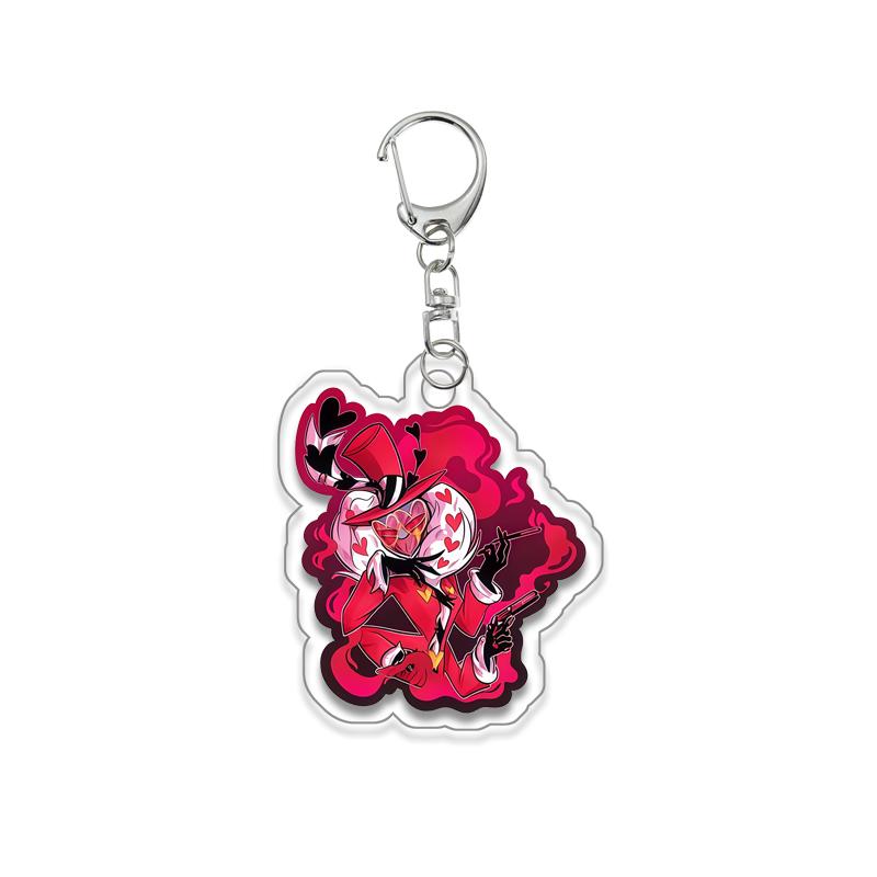 Anime for Hazbin Hotel Angel Dust Alastor Husk Charlie Morningstar Vaggie Acrylic Keychain Backpack Pendant Key Ring Decoration