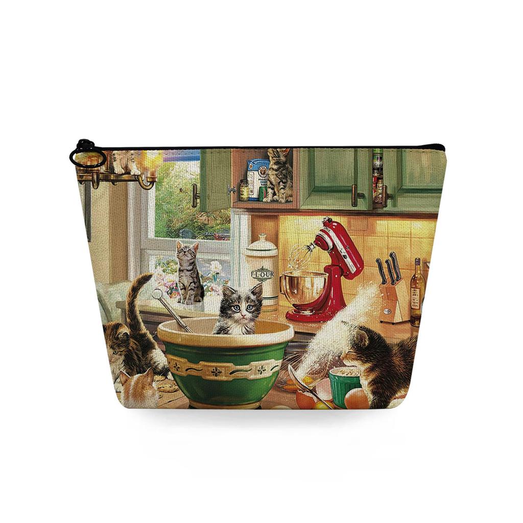 Dam Katt Tryck Sminkväska Toalettartiklar Organisera Reseförvaringsfodral 6784