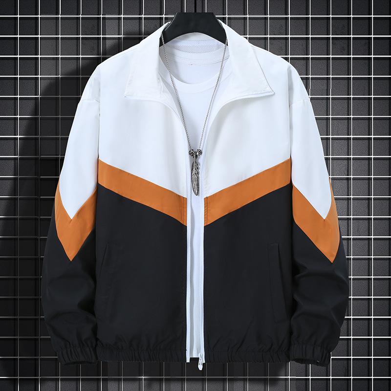 Jacket Men's Stand Up Collar Jacket Color Blocked Casual Men's Jacket Stand Up Collar Jacket