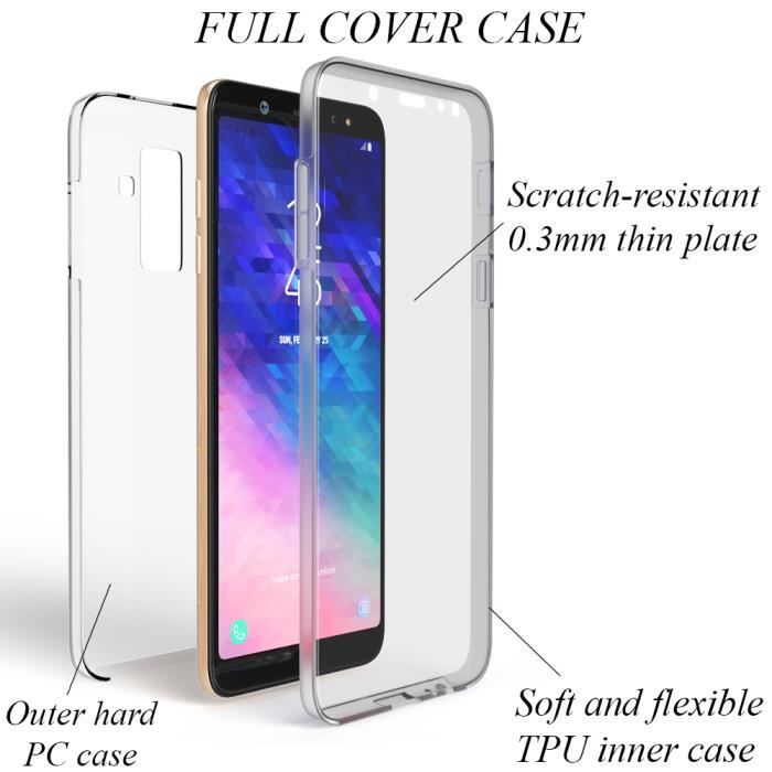 Coque intégrale - nalia - samsung galaxy a6 plus - protection 360° - verre trempé - minimaliste