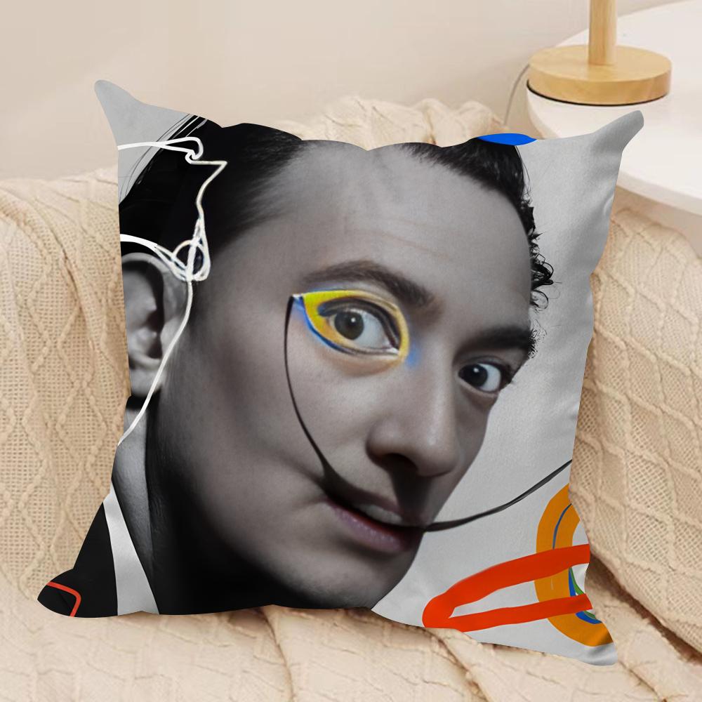 SSalvador Dali Abstract Cushion Cover Silky Short Plush Invisible Zipper Dustproof Sofa Pillow Case For Home Decor