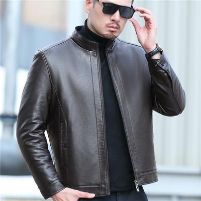 Autumn and Winter New Style Sheepskin Genuine Leather Jacket Men's Fur One-piece Thickened Leather Jacket Middle-aged Jacket Men's Clothing