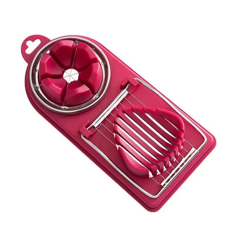 1 Stück Multifunktionaler Eierschneider Edelstahl Gemüse Obstschneider Haushalt Eierschneider Slicer Trenner Schneider Form Küchenhelfer