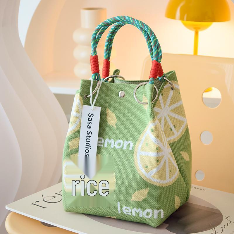 Stilvolle japanisch-koreanische Strickhandtasche: Große Tragetasche & Tragbare Pendel-Quadrat-Tasche