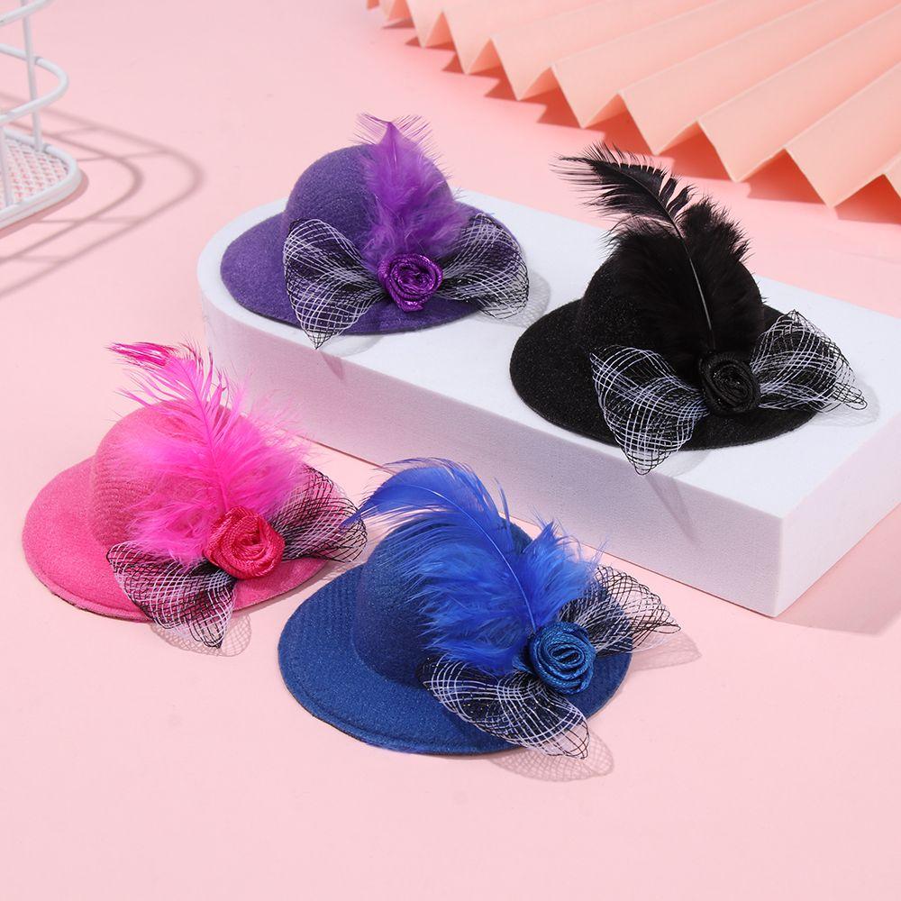 Adjustable Stylish Show Costum Rooster Duck Feather Top Hat Cap for Hens Chicken Hats Pets Supplies