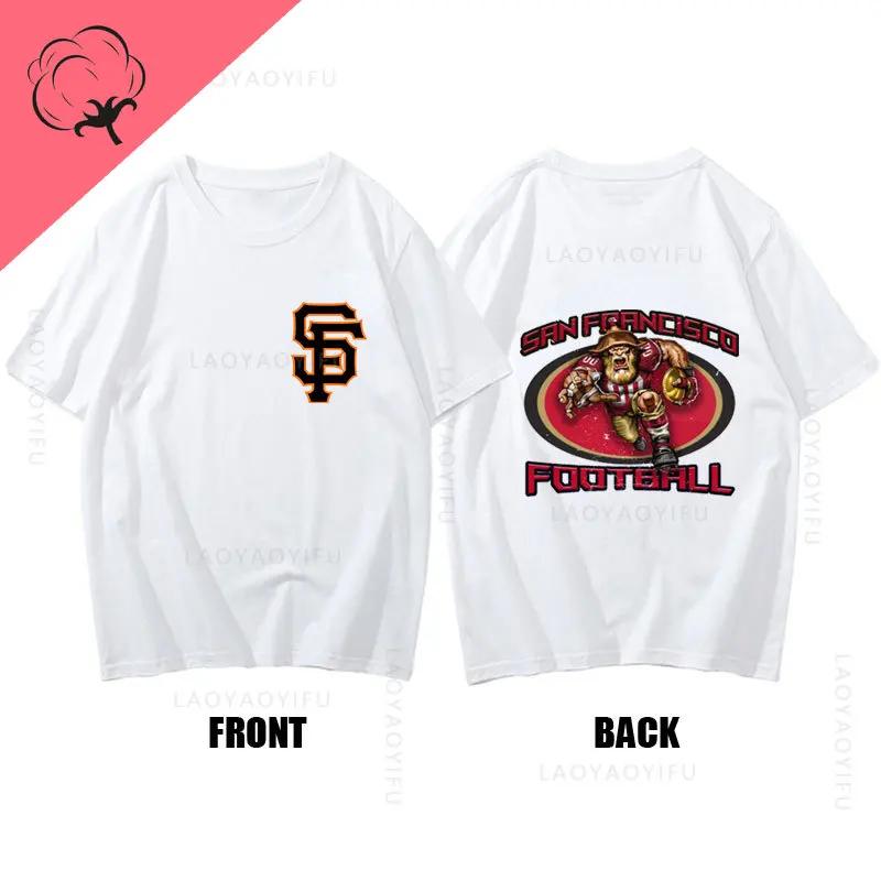 San Franciscos Tee Tops San Franciscos 49ers Logo Streetwear Cotton Unisex Man T-shirt