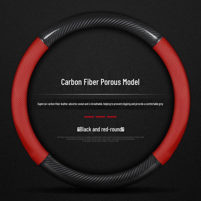 XPeng Steering Wheel Cover for P7, G3, G3i, P5 - Genuine Leather Carbon Fiber, High-Quality.