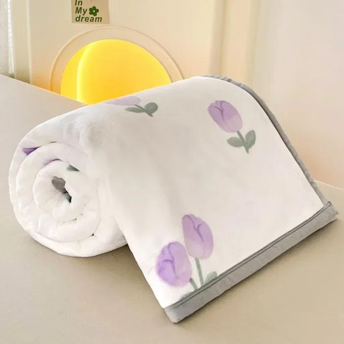 

1pc 2024 New Milk Fleece Cover Warm and Thickened Flannel Blanket Napping Blanket Four Season Universal Manta Multifuncional 1pc-100x120cm