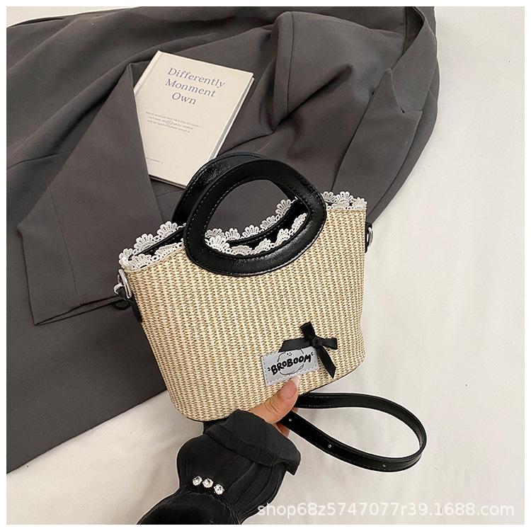 

Personalized versatile niche design woven bag women s 2025 spring new portable bucket small bag shoulder messenger bag чёрный
