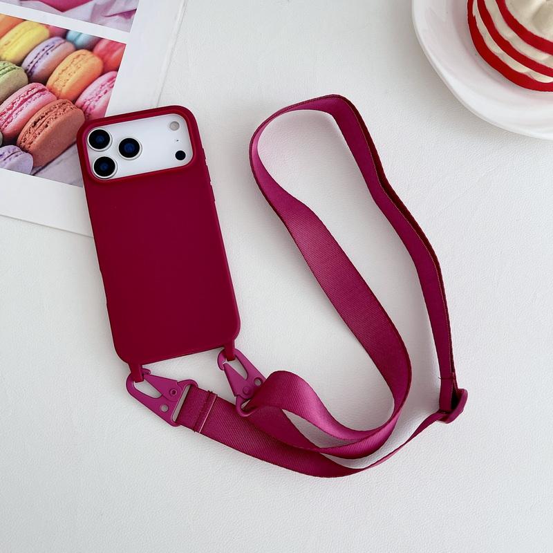 Crossbody Lanyard Phone Case For Samsung S25 Ultra S24 FE S23 S22 A16 A55 A35 iPhone 16 Pro Max 15 14 13 12 11 Shockproof TPU Solid Color Soft Cover