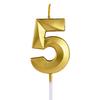 Gold Color Birthday Cake Candle Smokeless Not Toxic Wax Decorative Number Digits 0 to 9 For Celebration