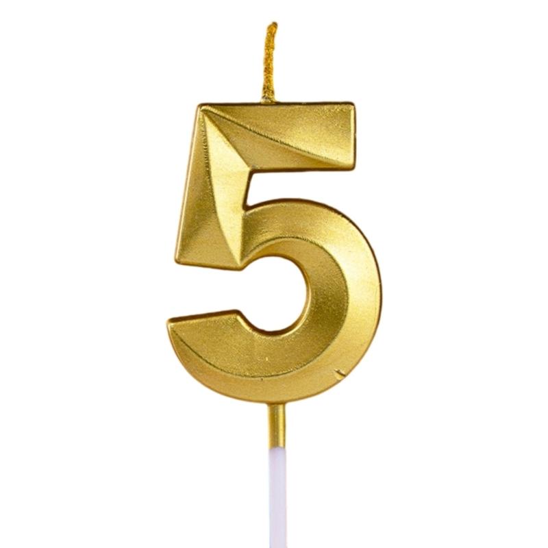 Gold Color Birthday Cake Candle Smokeless Not Toxic Wax Decorative Number Digits 0 to 9 For Celebration