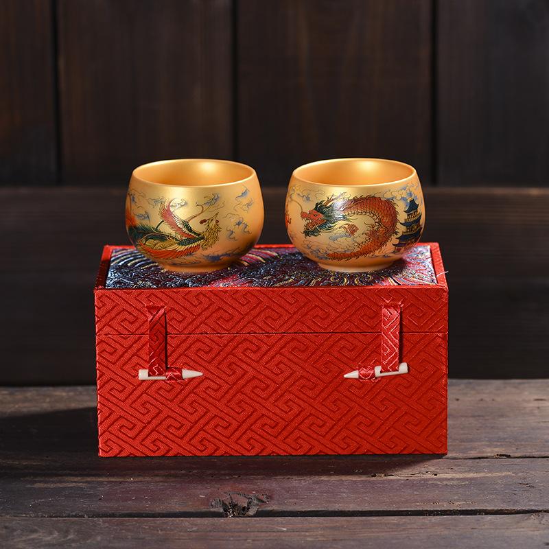 24k gilt master cup ceramic blue and white tea special tea tasting high-end building gift tea set