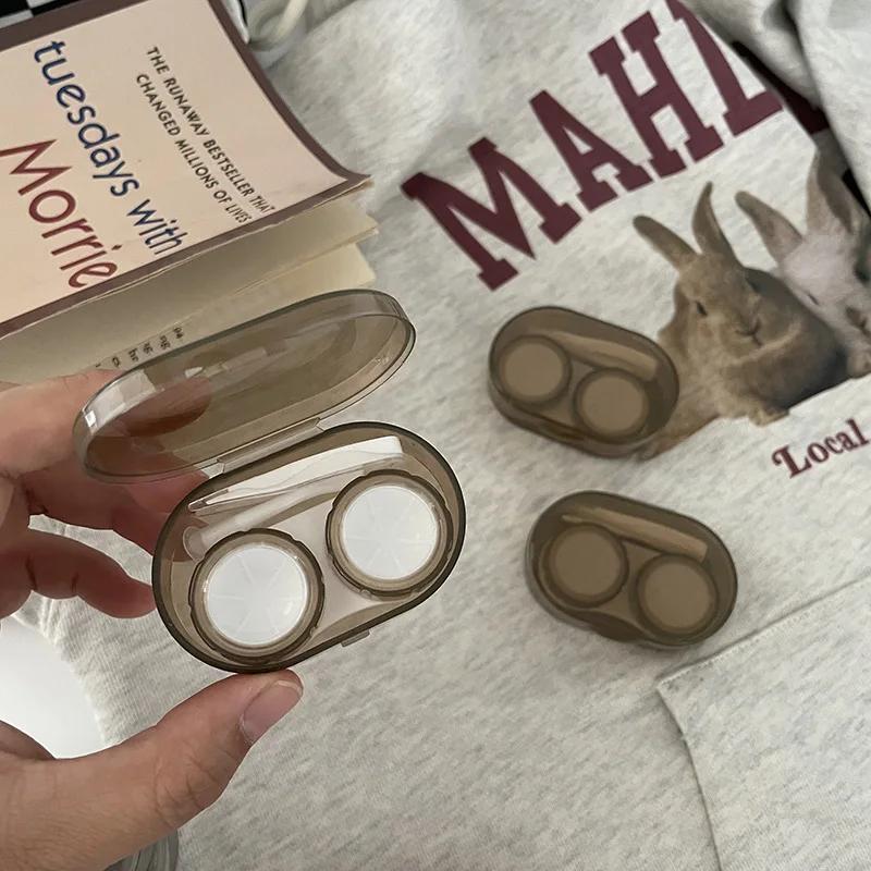Women Transparent Contact Lense Case Cute Clear Solid Color Contacts Lens Container Case Girls Small Portable Contact Lenses Box