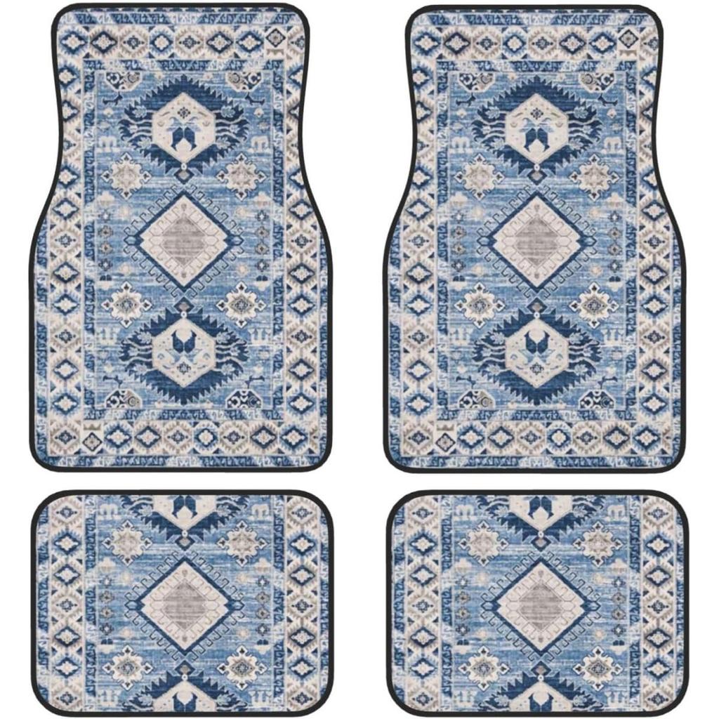 Car Floor Mats Set Of 4, Oriental Turkish Persian Carpet Front And Back Rug Mats Decorative Universal For Cars SUV Trucks Vans