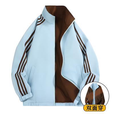 Jacket Jacket Men's Loose Casual Three Bars Double-sided Wear Student Baseball Uniform Outdoor Sports Top Jacket