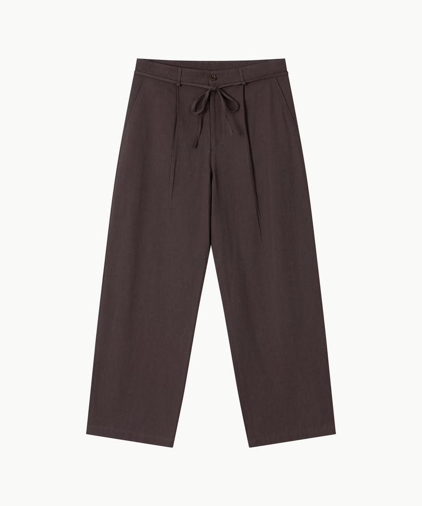 Leondi Drawstring Cotton Trousers - Brown