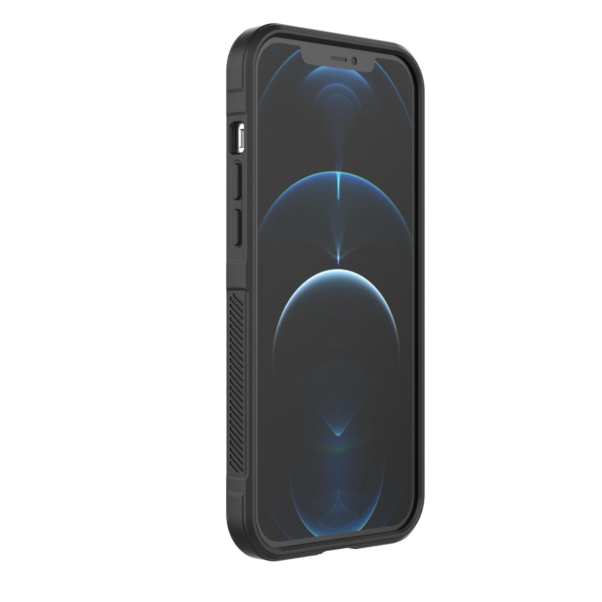 

For iPhone 12 Pro Max 6.7 inch TPU Phone Protector Case,Anti-fall Rugged Back Shell Cover Black
