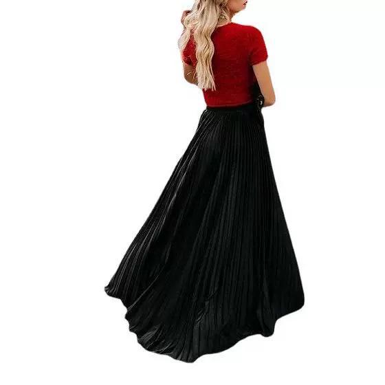 Elegant High-Waist Pleated Maxi Skirt for Women