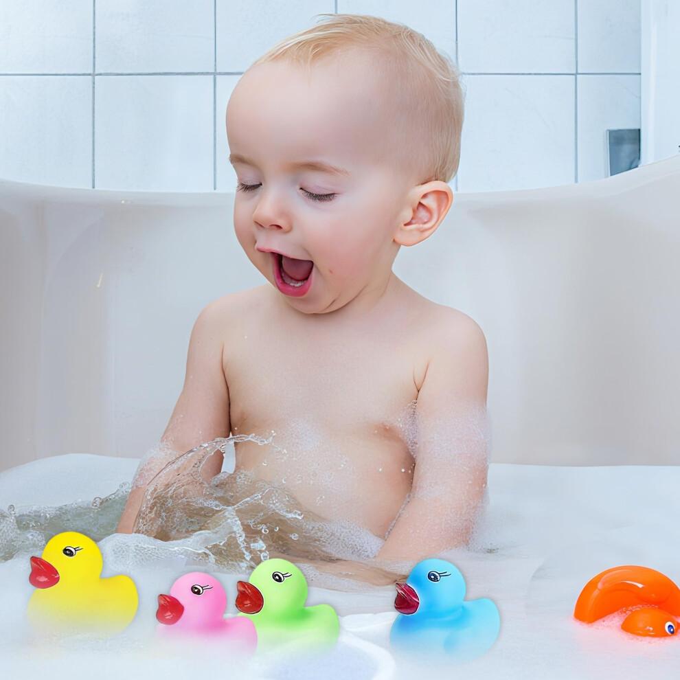 36 Pcs Mini Rubber Ducks, Rubber Ducks Multipack Yellow Orange Pink Blue Green Purple, Squeaking Floating Bath Toys for Kids, Great for Bath Time Par