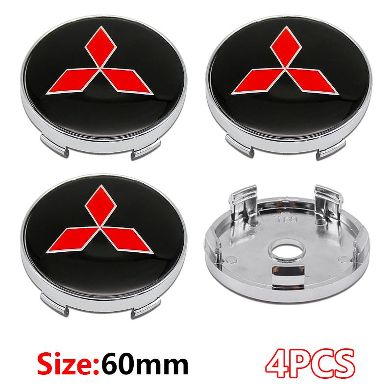4 ks 60mm Samolepky na středové krytky kol auta Kryty ráfků pro Mitsubishi Pajero Outlander XL Montero Lancer Triton l200 Galant
