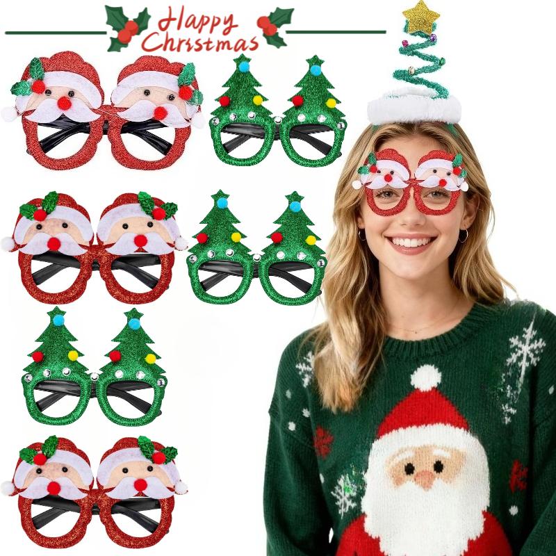 Christmas Novelty Party Glasses, Fun Xmas Eyewear Photo Props, Party Accessories for Family, Christmas Decor & Holiday Gift for Adults & Kids