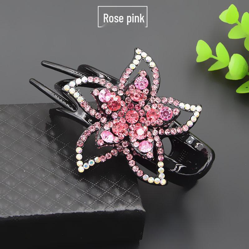 Korean Starfish Rhinestone Hairpin Duckbill Clip - Stylish Five-Pointed Star Accessory Natural