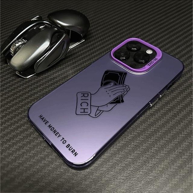 

Есть Деньги Жжечь Жесткий Чехол для iPhone 16 15 14 13 12 11 Pro Max Цветной Посеребренный Внутренний Чехол Funda Coque For iPhone 11 Pro Max фиолетовый