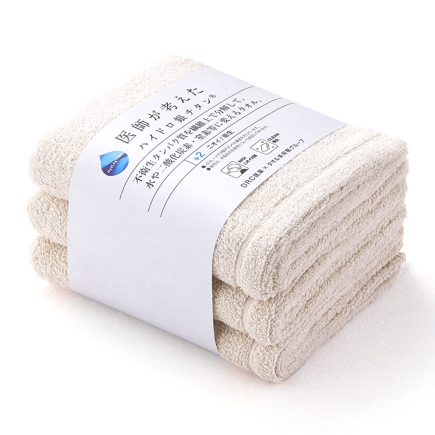 

WEB Exclusive Basic Slim Bath Towel 3-Piece Set Ivory Antibacterial Odor Resistant Developed Doctors Hydro Silver Titanium Absorbent Approximately x