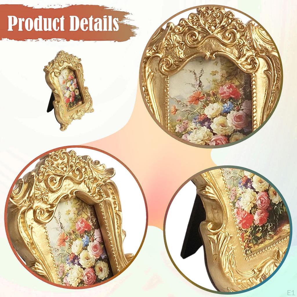 Vintage Photo Frame Picture 2.3 x 3 inch Resin Rectangle Desktop Elegant Gallery Art