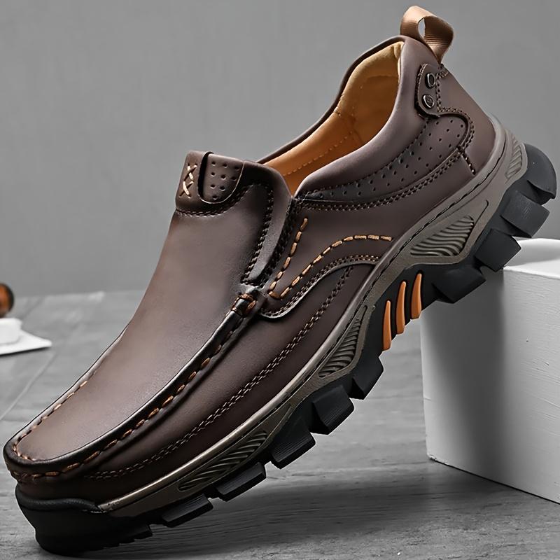 

Размеры 6.5-10 Дышащие лоферы слипоны - Мужская повседневная обувь с нескользящей резиновой подошвой для осени, весны, черного, коричневого, серого цвета 44 темно-коричневого