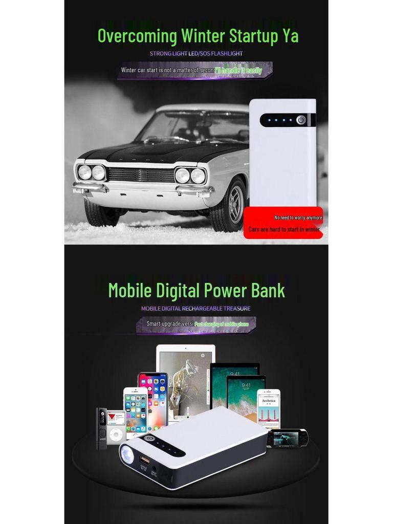 12V Car Emergency Jump Starter Battery Rescue Kit