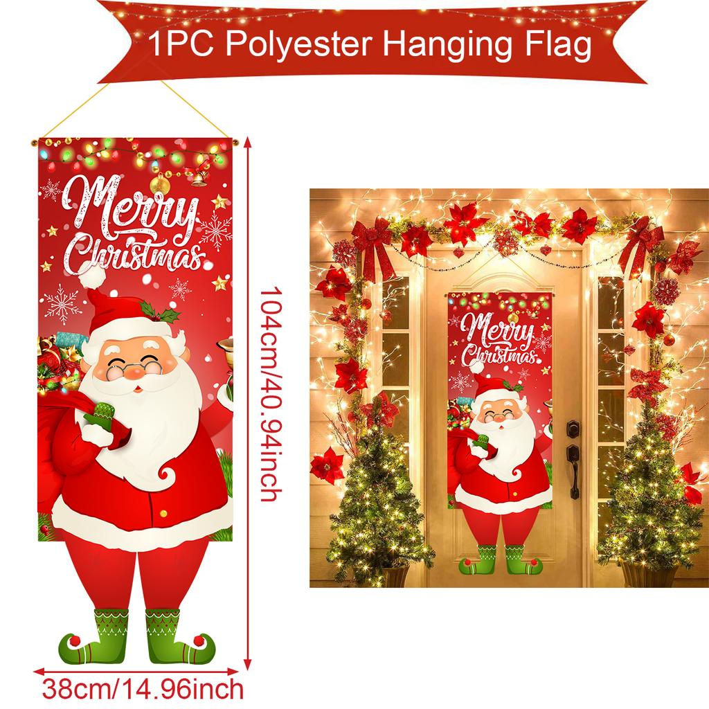 Christmas Santa Claus Hanging Flag Navidad Natal Noel Tree Door Banner Christmas Decorations For Home 2025 Happy New Year 2026